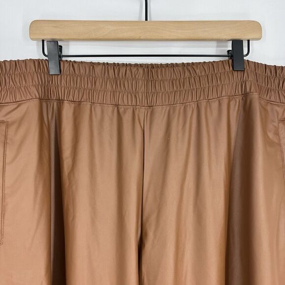 Offline Aerie Pants Size XXL Brown Real Luxe Faux Leather Wide Leg Pull On - Picture 3 of 10